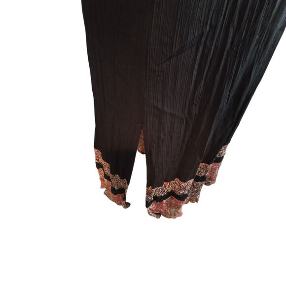 Womens Black Sleeveless Crinkle Dress Embroidered & Matching Shirt JJ4087 - Picture 6 of 13